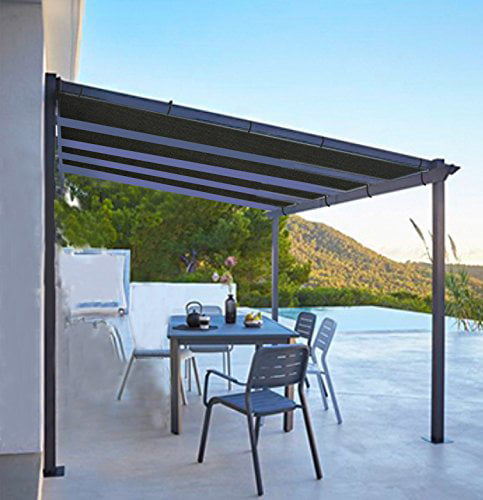 Shatex Shade Panel Block 90% of UV Rays with Ready-tie up Ribbon for Pergola/Greenhouses/Carport/Porch 8x10ft Black