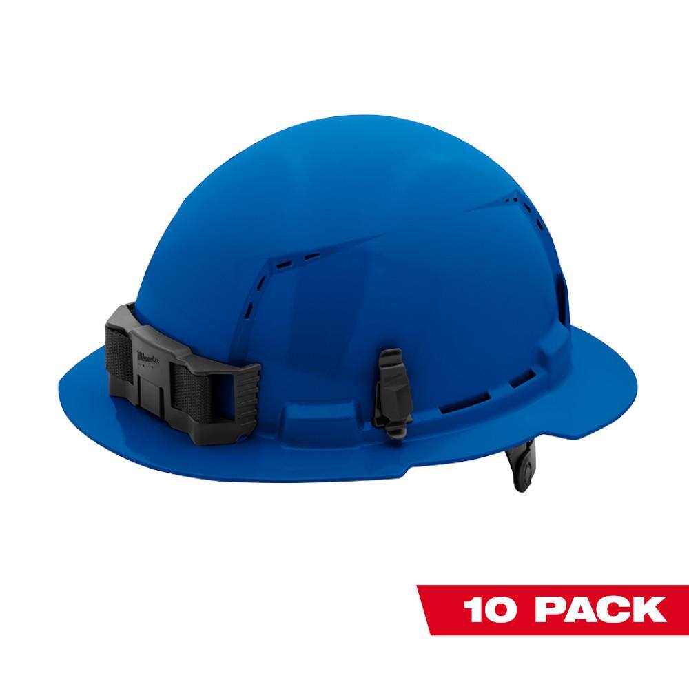 MW BOLT Blue Type 1 Class C Full Brim Vented Hard Hat with 6-Point Ratcheting Suspension (10-Pack) 48-73-1225X10