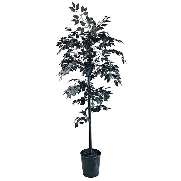 6foot Artificial Black Ficus Tree in Black Metal Pot