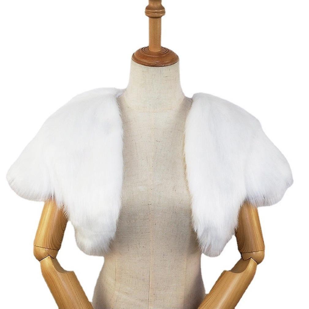 White Faux Fur Shawls Wedding Capelets Bridal Shoulder Cape Wraps Tippet Stoles