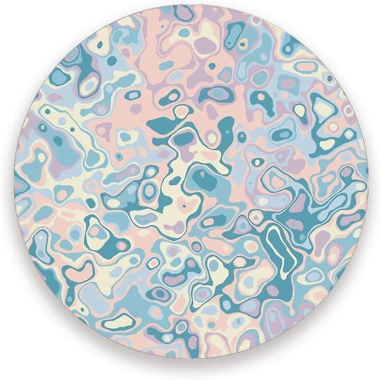 Printed Round Creative Pastel Abstract Marble Ceramic Coasters With Cork-backed For Coffee Drink Cup Mat Absorbent Stone Coaster Set Of 1/2/4