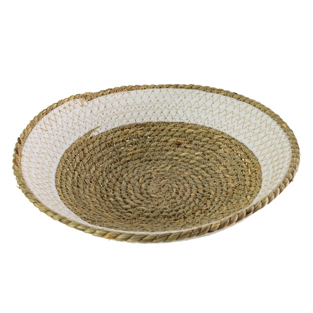 Woven White Decorative Bowl Seagrass amp Rope Foreside Home amp Garden