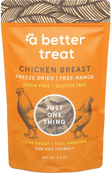 A Better Treat Freeze Dried Chicken Breast Dog and Cat Treat， 3-oz bag