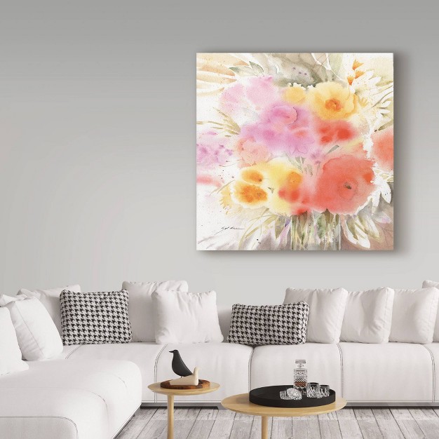 X 18 quot Spring Flowers Square By Sheila Golden Trademark Fine Art Gallery wrapped Giclee Canvas Modern Botanical Art Made In Usa