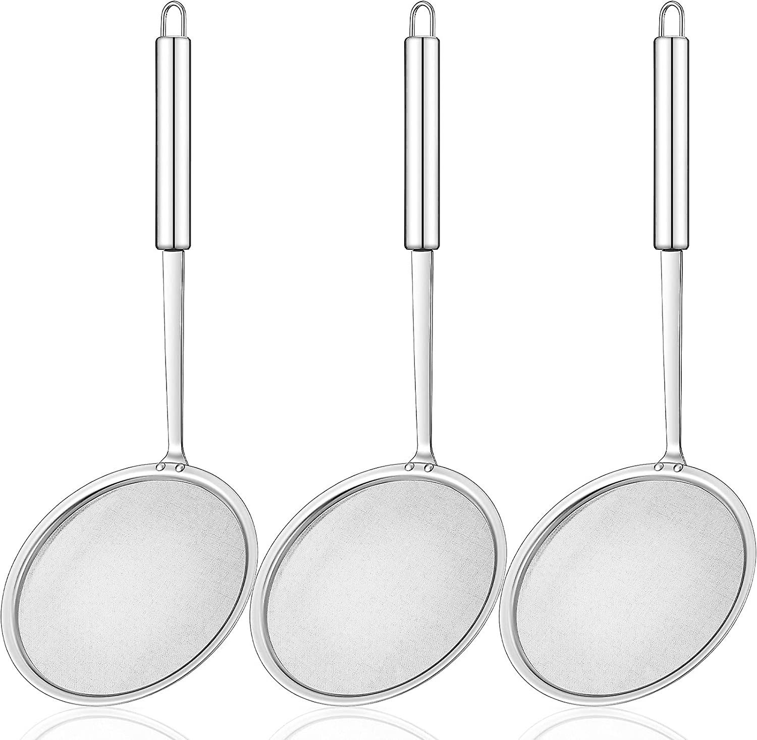 Skimmer Spoon 3 Pieces Grease Strainer Spoon Stainless Steel Fat Skimmer Soup Strainer With Long Handle For Grease Gravy Foam Hot Pot (5.51 Inch)