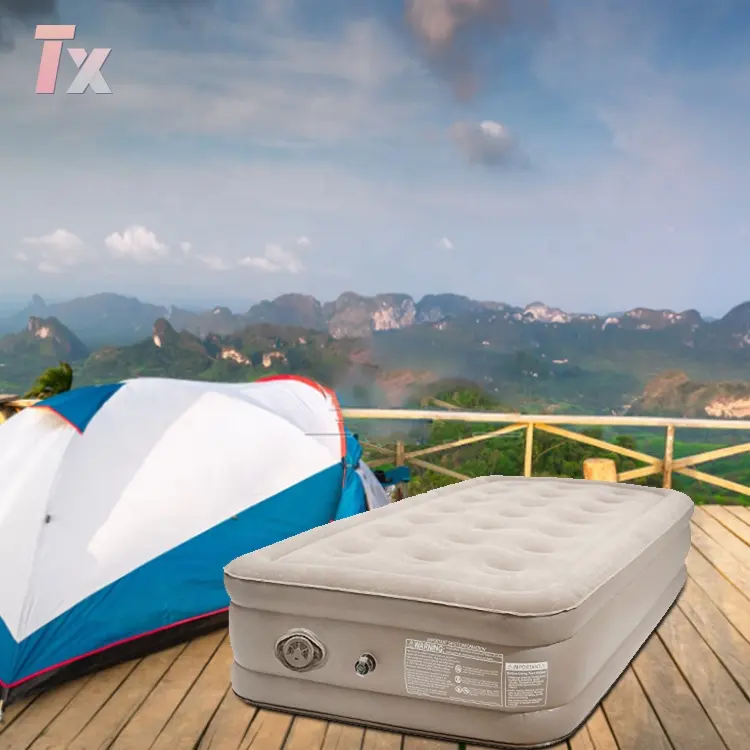 Self inflating Big Size Air Mattress Bed With Built in Rechargeable Pump Portable Inflatable Double Airbed Sleeping Pad