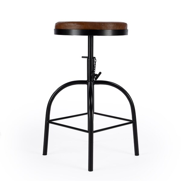 Clyde Black Leather Adjustable Bar Stool