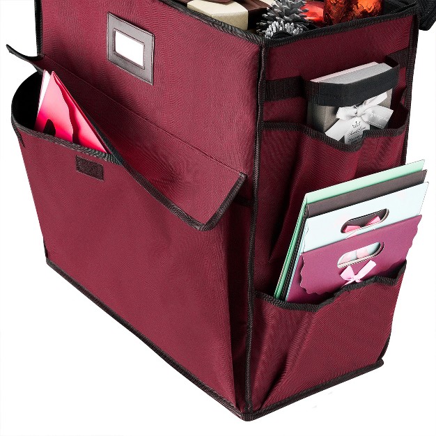 Storage Tote With 4 Pockets For Wrap Tissue Paper Ribbon Boxes amp Cards christmas Birthday By Hastings Home red