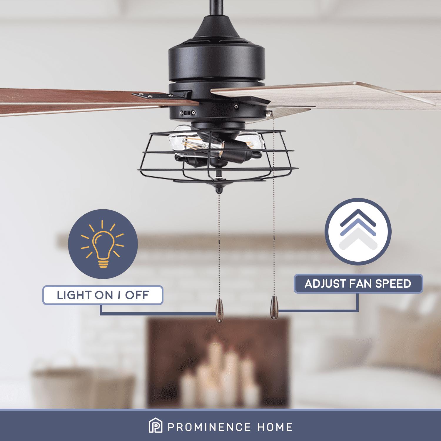 Prominence Home Marshall 52 Matte Black Ceiling Fan， 5 Blade， Pull Chain