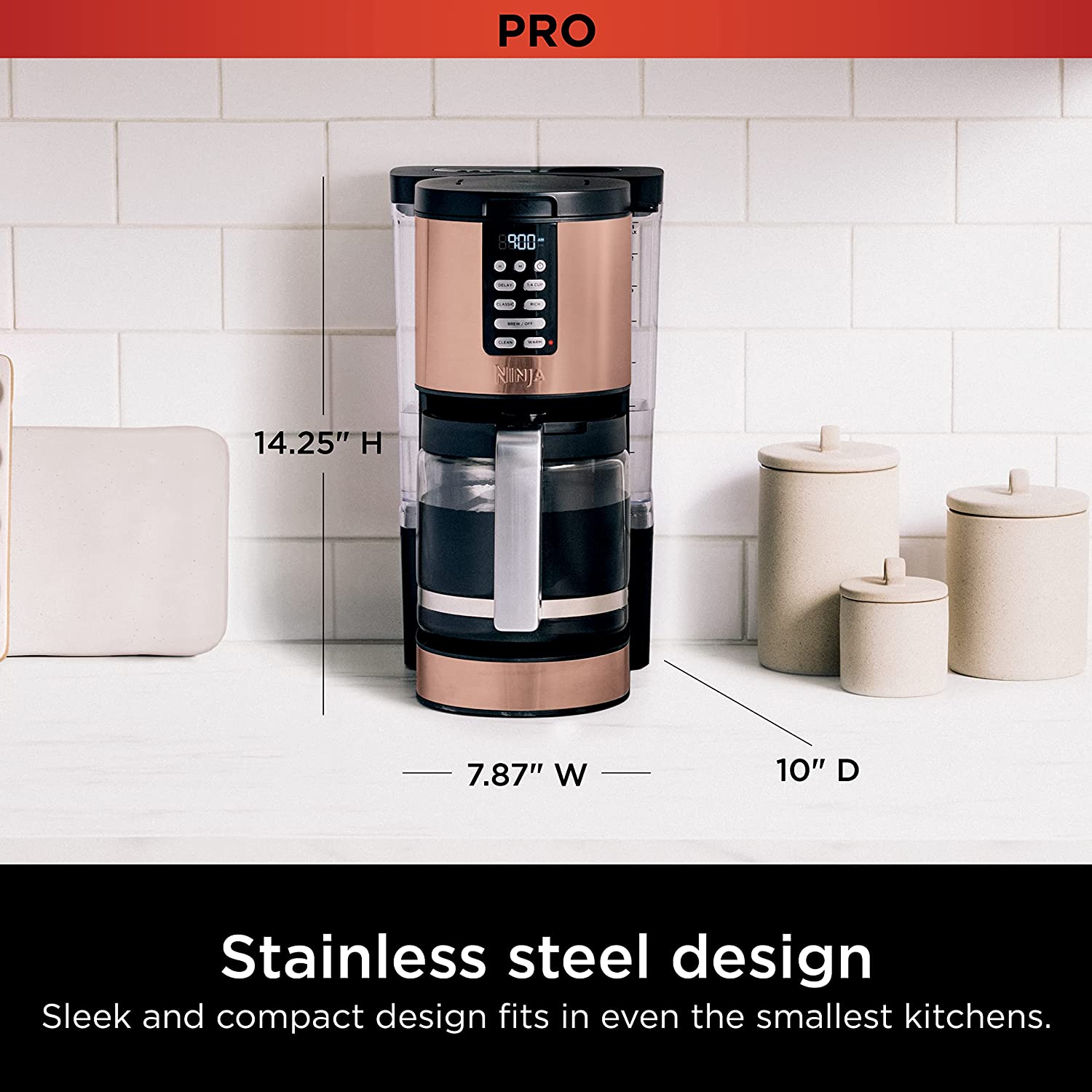 Ninja CE251 Programmable Brewer, with 12-cup Glass Carafe, Black and Stainless Steel Finish