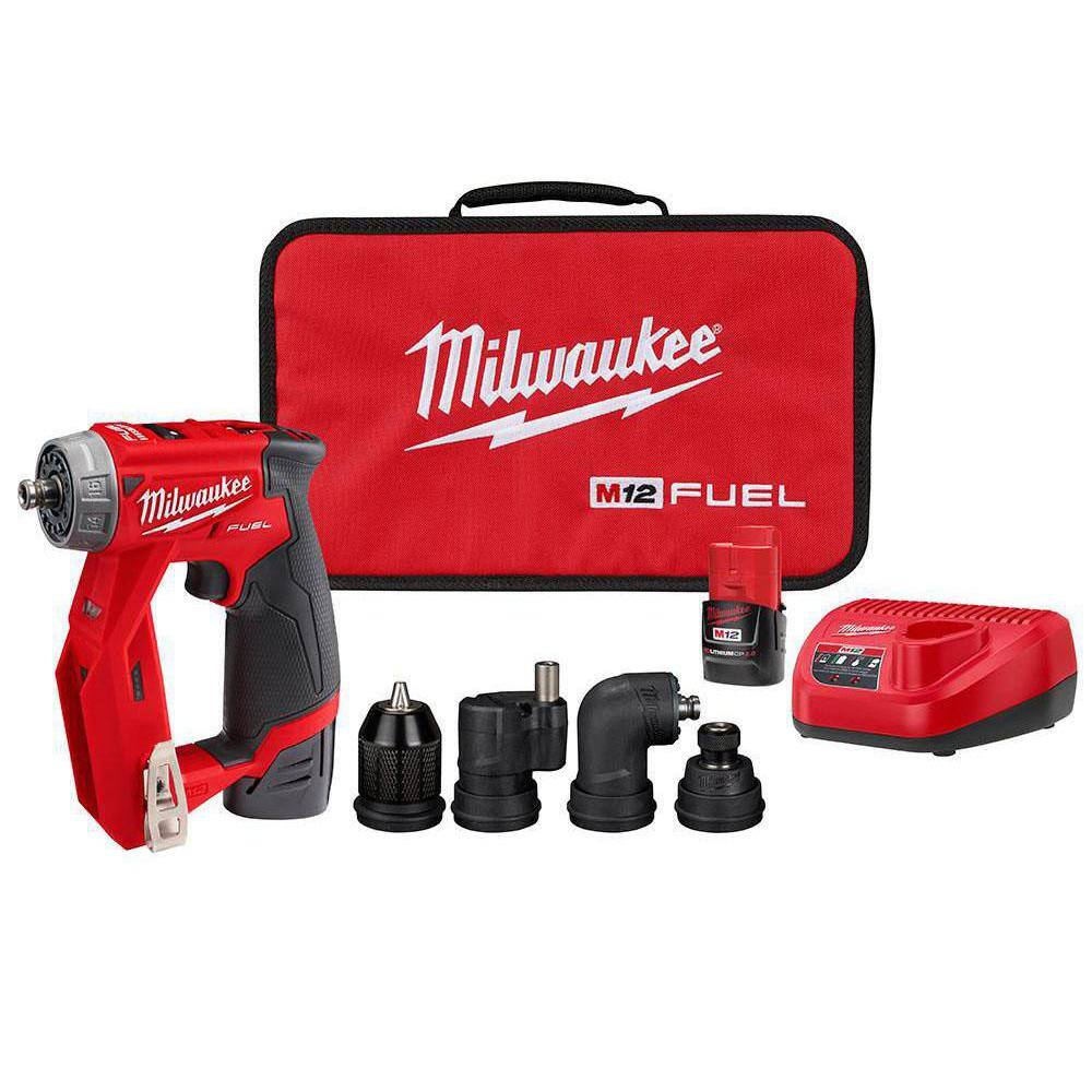 MW M12 FUEL 12V Lithium-Ion Brushless Cordless 4-in-1 Installation 38 in. Drill Driver Kit with 4-Tool Heads 2505-22