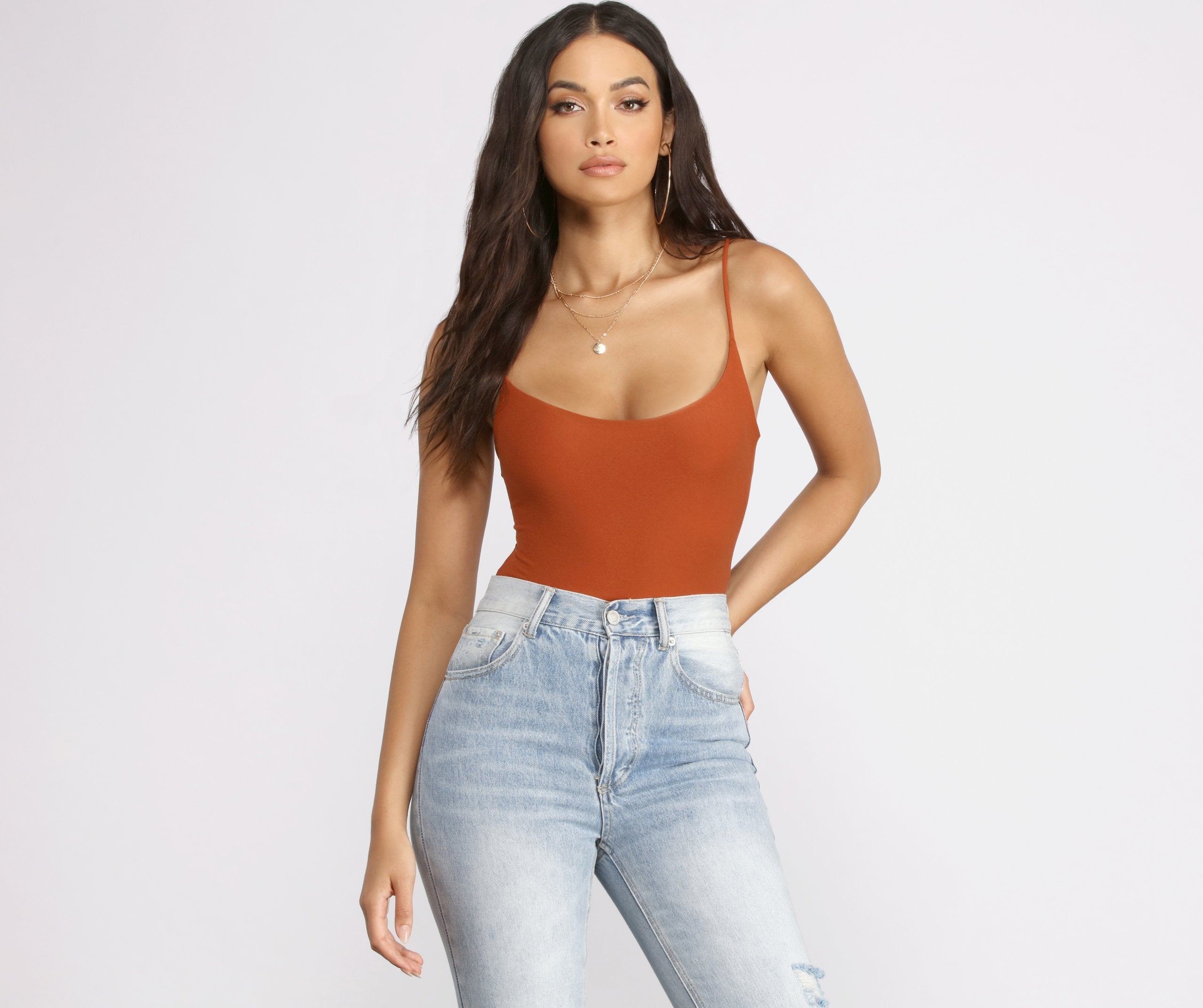 Open Back Scoop Neck Bodysuit