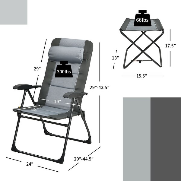 Gymax 4PCS Folding Patio Recliner Chair and Ottoman Set w/ Adjustable