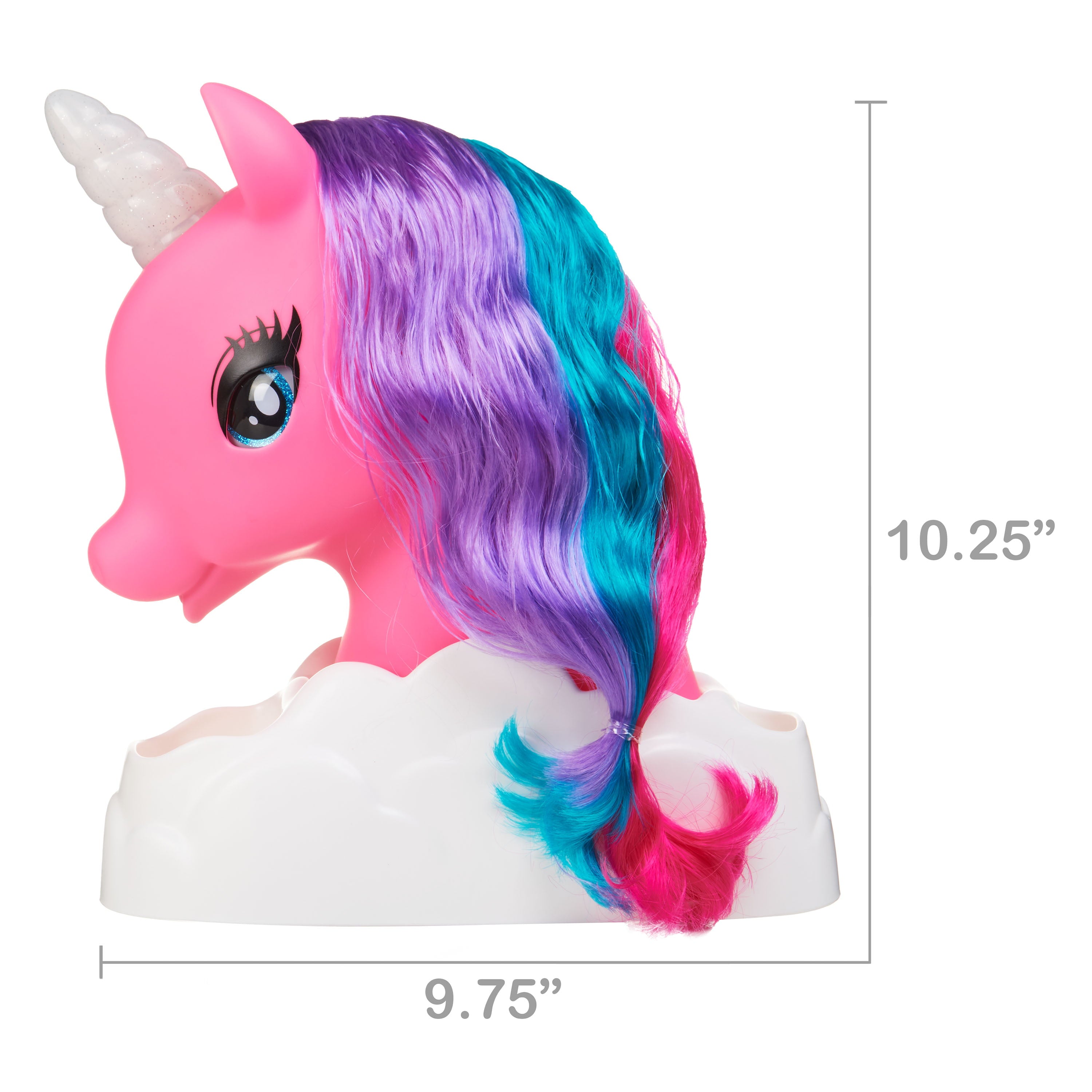 Kid Connection Unicorn Styling Head Toy Play Set, Blue Eyes, Multi-color Hair