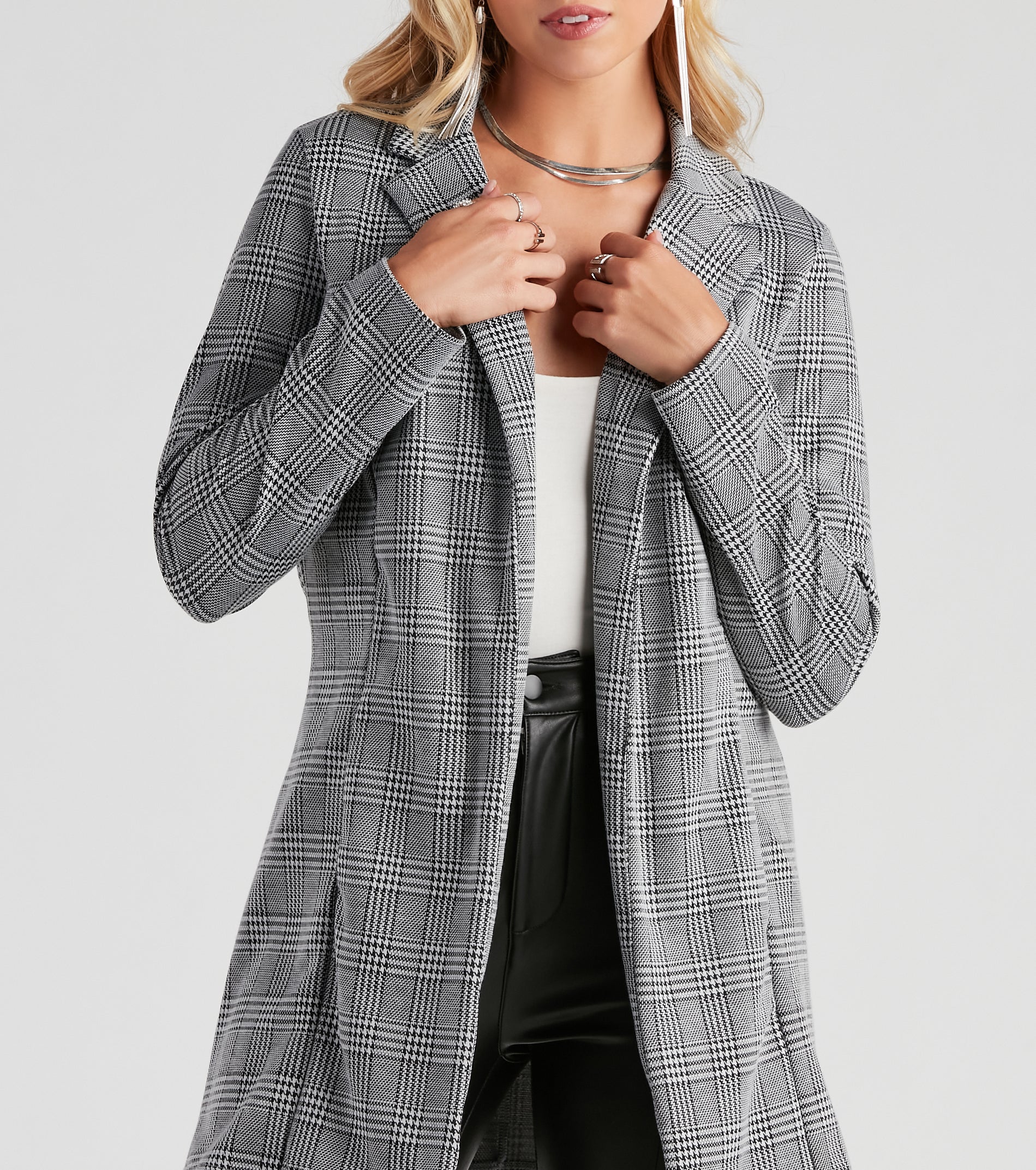 City Walk Houndstooth Plaid Blazer