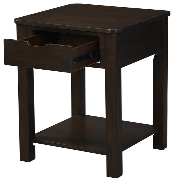 Flora Dark Brown MDF End Table With Drawer   Transitional   Side Tables And End Tables   by Lilola Home  Houzz