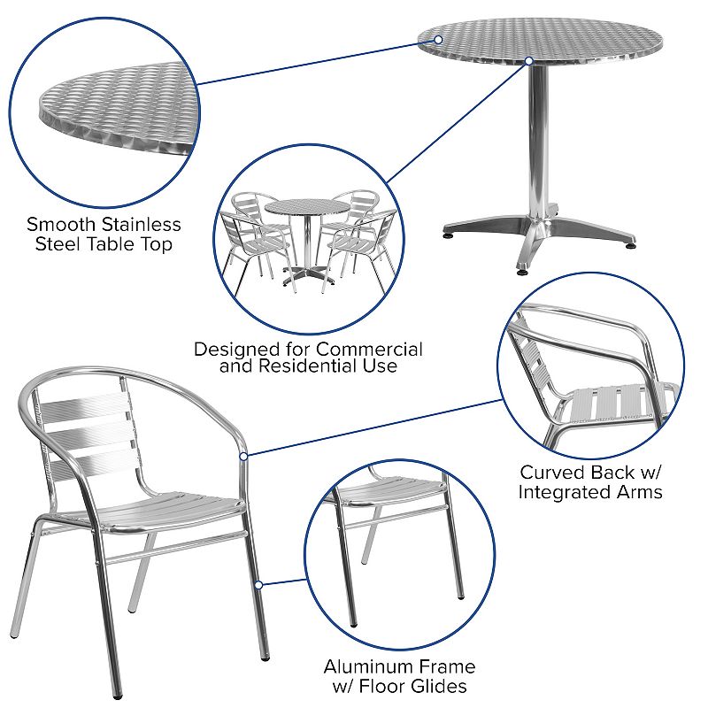 Flash Furniture Round Indoor / Outdoor Dining Table and Chair 5-piece Set