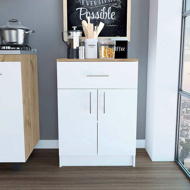 Oxford Pantry Cabinet， One Drawer， One Double Door Cabinet With Two Shelves