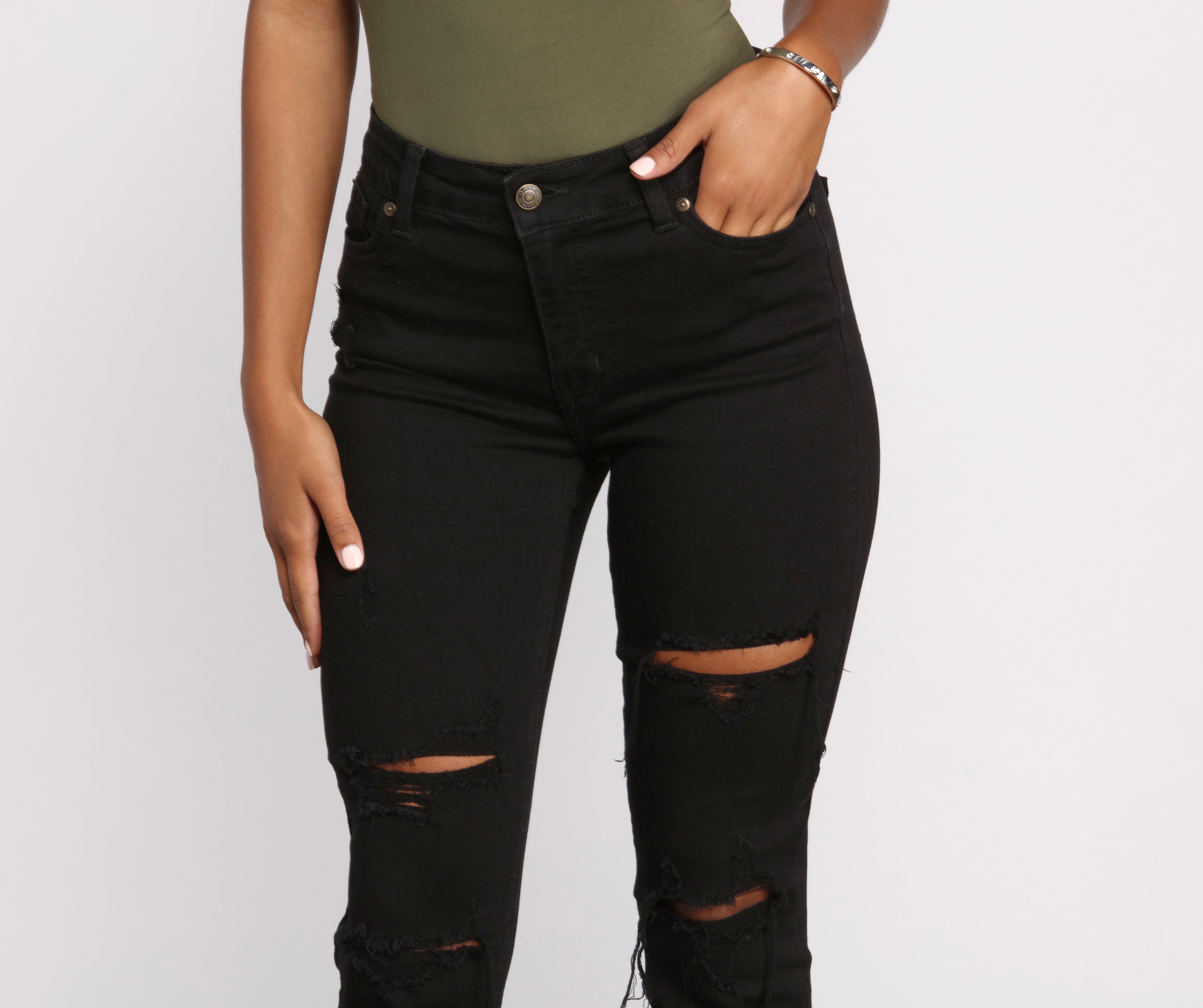 Clara High Rise Destructed Skinny Jeans