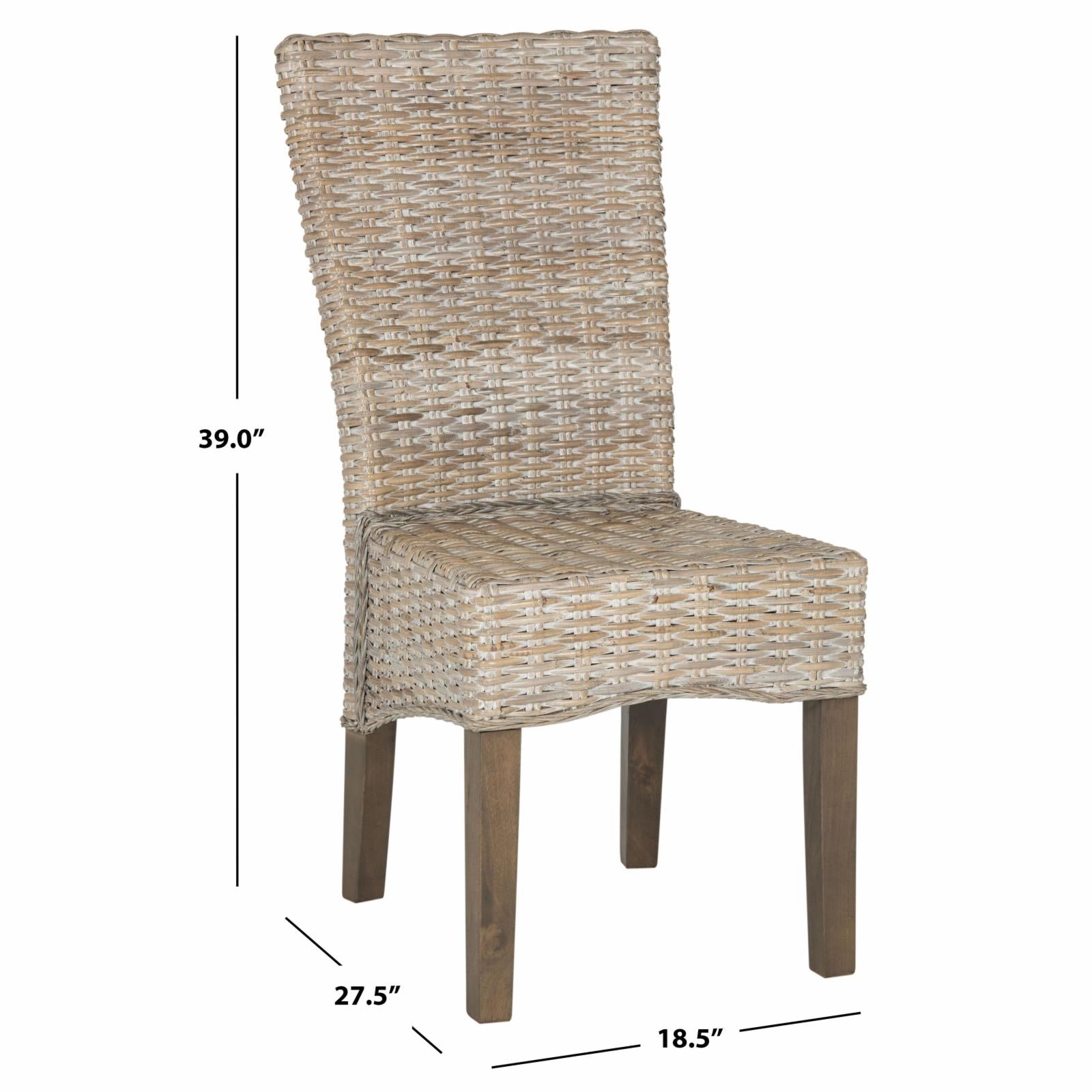 Ozias Wicker Dining Chair-Color:White Washed，Quantity:Set of 2