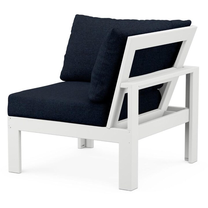 POLYWOOD Modular Corner Chair in White / Marine Indigo