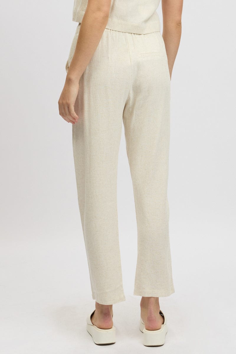 Beige Tapered Pants Elasticated Waist