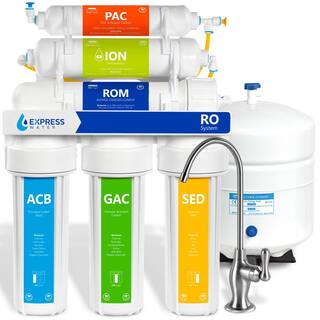 Express Water Reverse Osmosis Deionization 6 Stage Water Filtration System - with Faucet and Tank - 100 GPD RODI10D