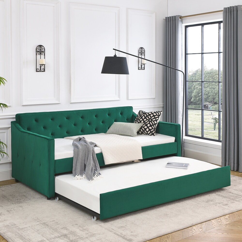 Sofa Bed  Twin Size Daybed with Twin Size Trundle Upholstered Tufted Sofa Bed  Sleeper Sofa