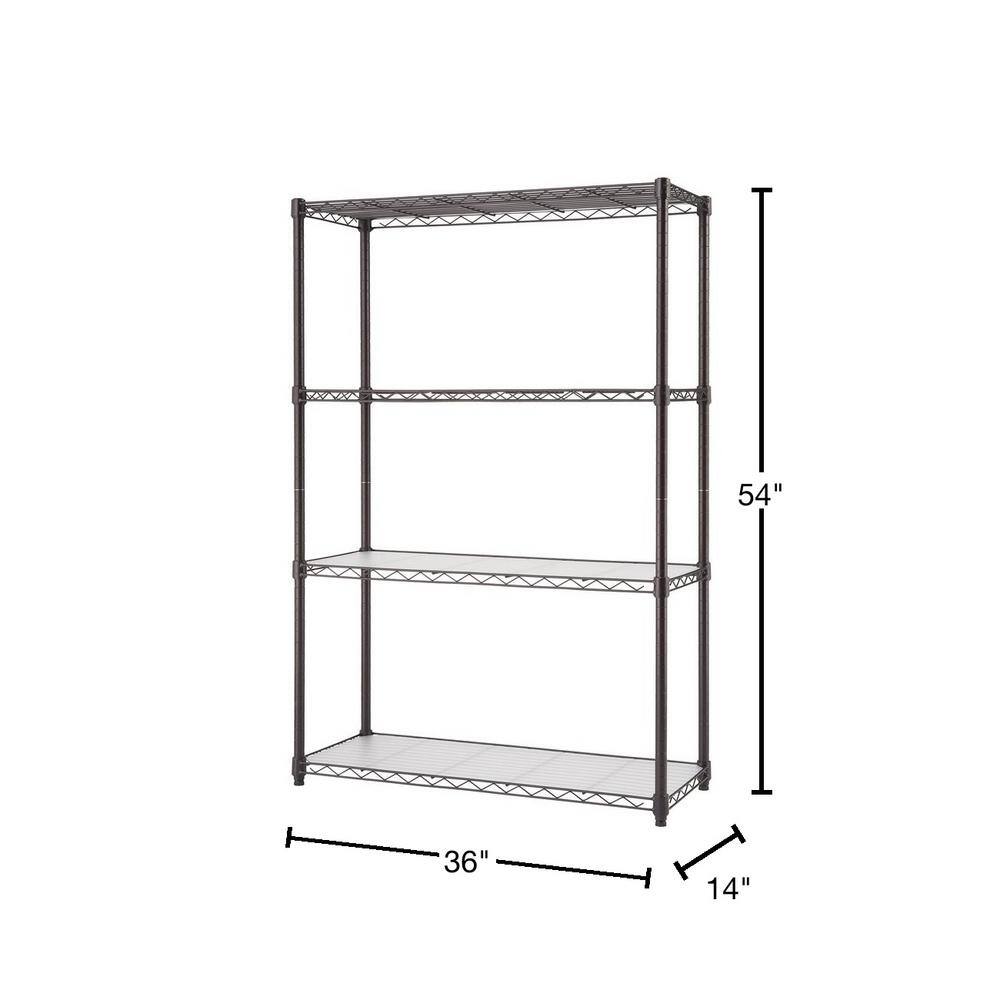 TRINITY Dark Bronze 4-Tier Steel Wire Shelving Unit with Liners (36 in. W x 54 in. H x 14 in. D) TBFPBR-0943