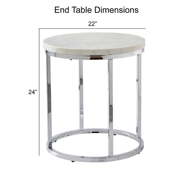 Silver Orchid Eden White Marble Top Round End Table