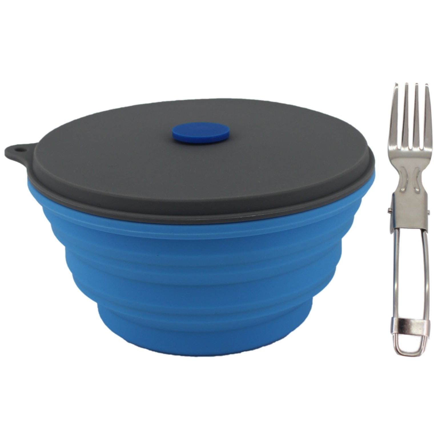 Mr. Peanut's 30oz Collapsible Silicone Camping Bowl with Lid & Foldable Fork