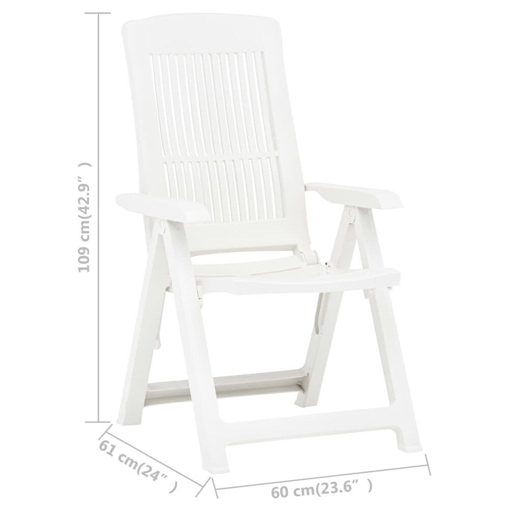 vidaXL Patio Reclining Chairs 2 pcs Plastic White