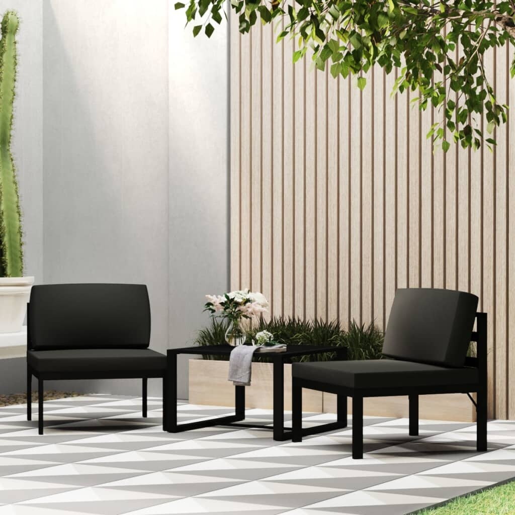 3 Piece Patio Sofa Set with Cushions Aluminum Anthracite - Overstock - 36195977