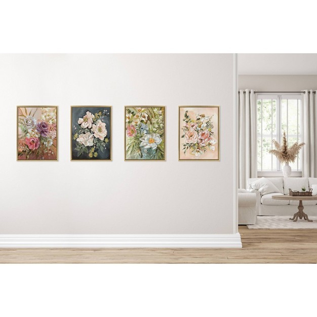 X 24 quot Sylvie Rose Bouquet Framed Canvas By Annie Quigley Gold Kate amp Laurel All Things Decor