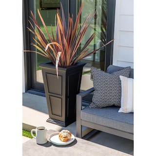 Veradek Brixton Series 28 in. T Black Plastic Planter (2-Pack) BXVTL28B-2PK