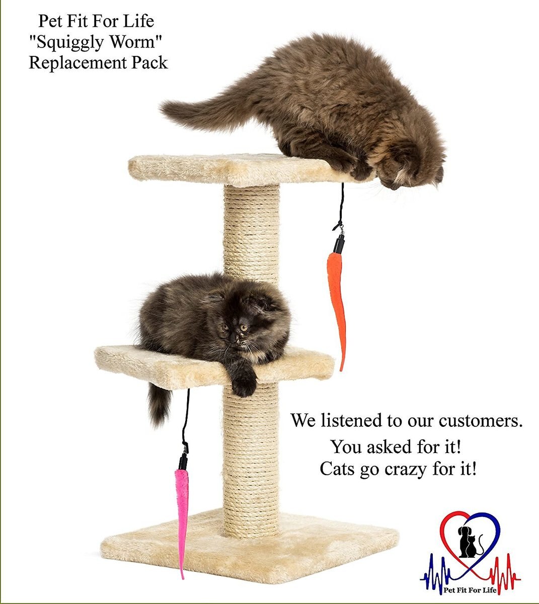 Pet Fit For Life 5 Piece Squiggly Worm Replacement Pack for Wand Cat Toy