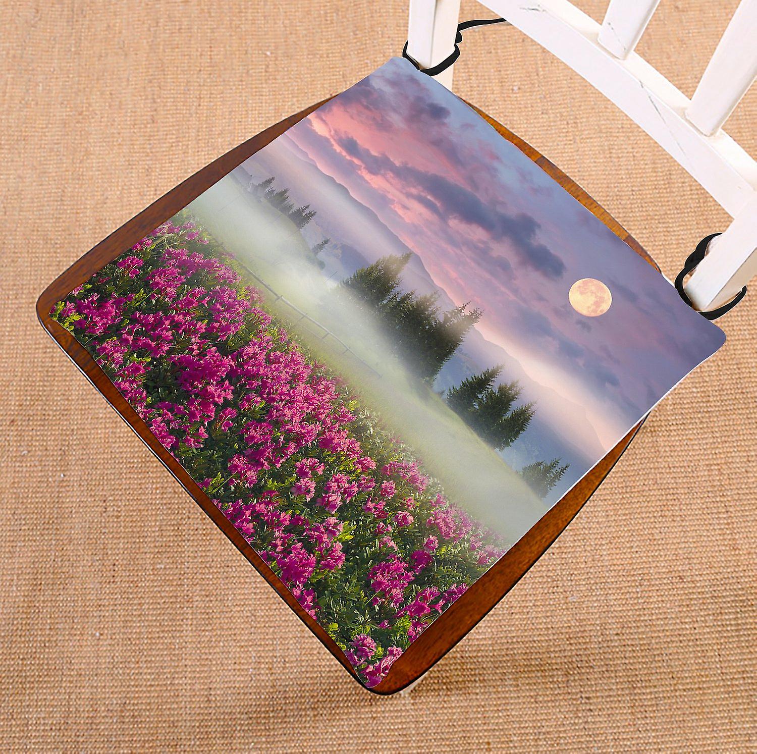 Landscape Nature Scenery Chair Pad， Mountain Ranges Of Ukraine With Tree Flower Seat Cushion Chair Cushion Floor Cushion 50x50 Cm