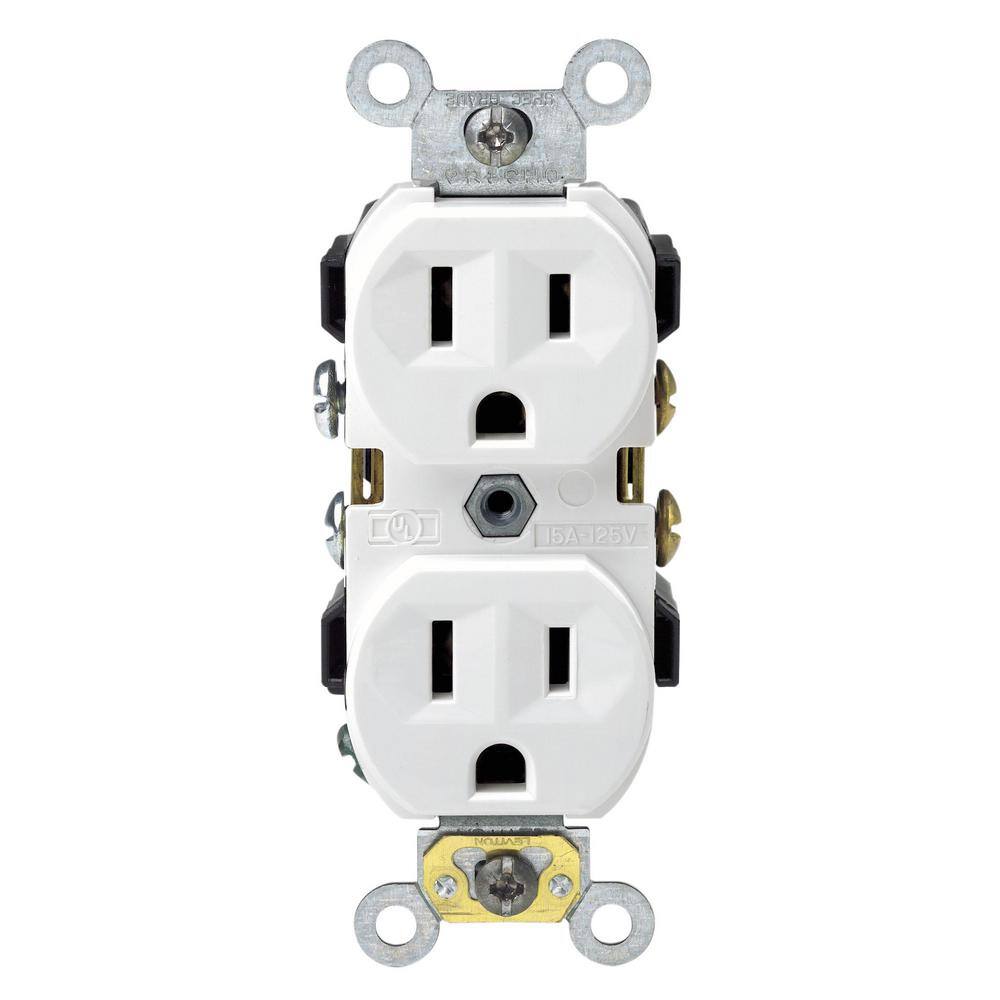 Leviton 15 Amp Commercial Grade Duplex Outlet White R62-CBR15-00W