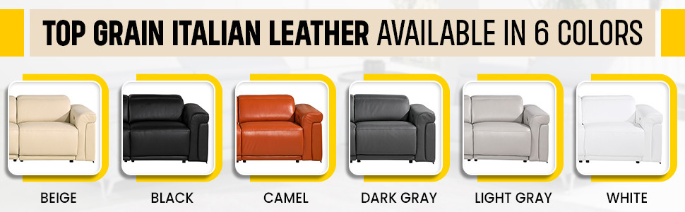 Giovanni 5 Piece 3 Power Reclining Italian Leather Sectional   Contemporary   Sectional Sofas   by Luxuriant Furniture  Houzz