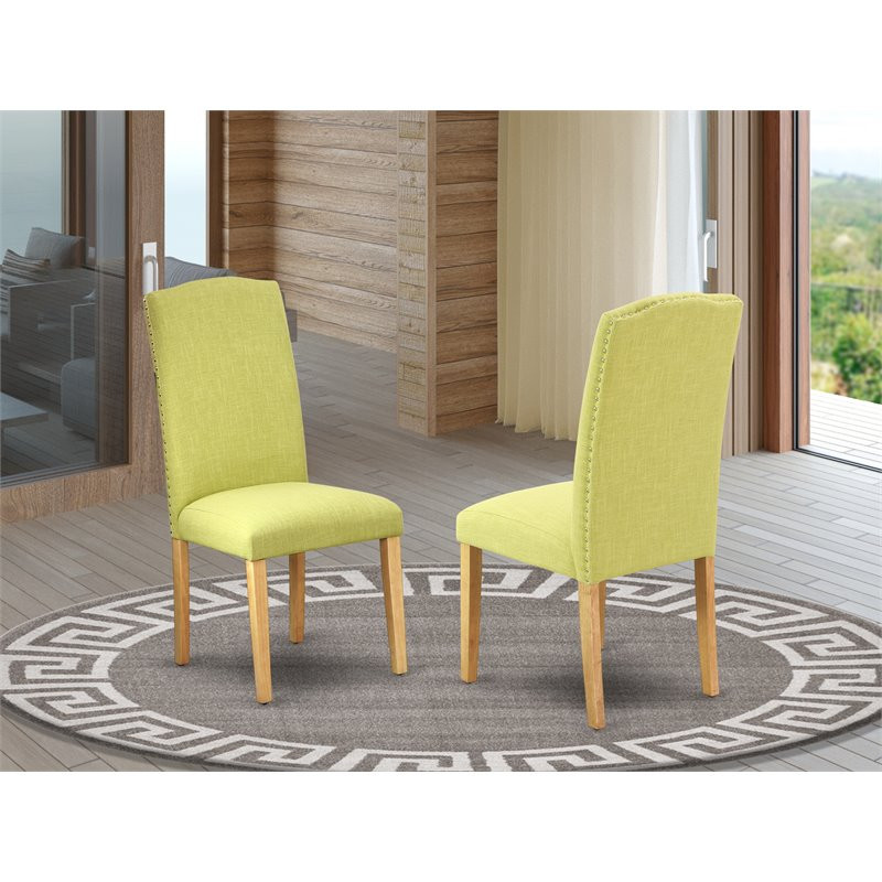 East West Furniture Encinal 40 quotFabric Dining Chairs in Oak/Green (Set of 2)   Contemporary   Dining Chairs   by Homesquare  Houzz