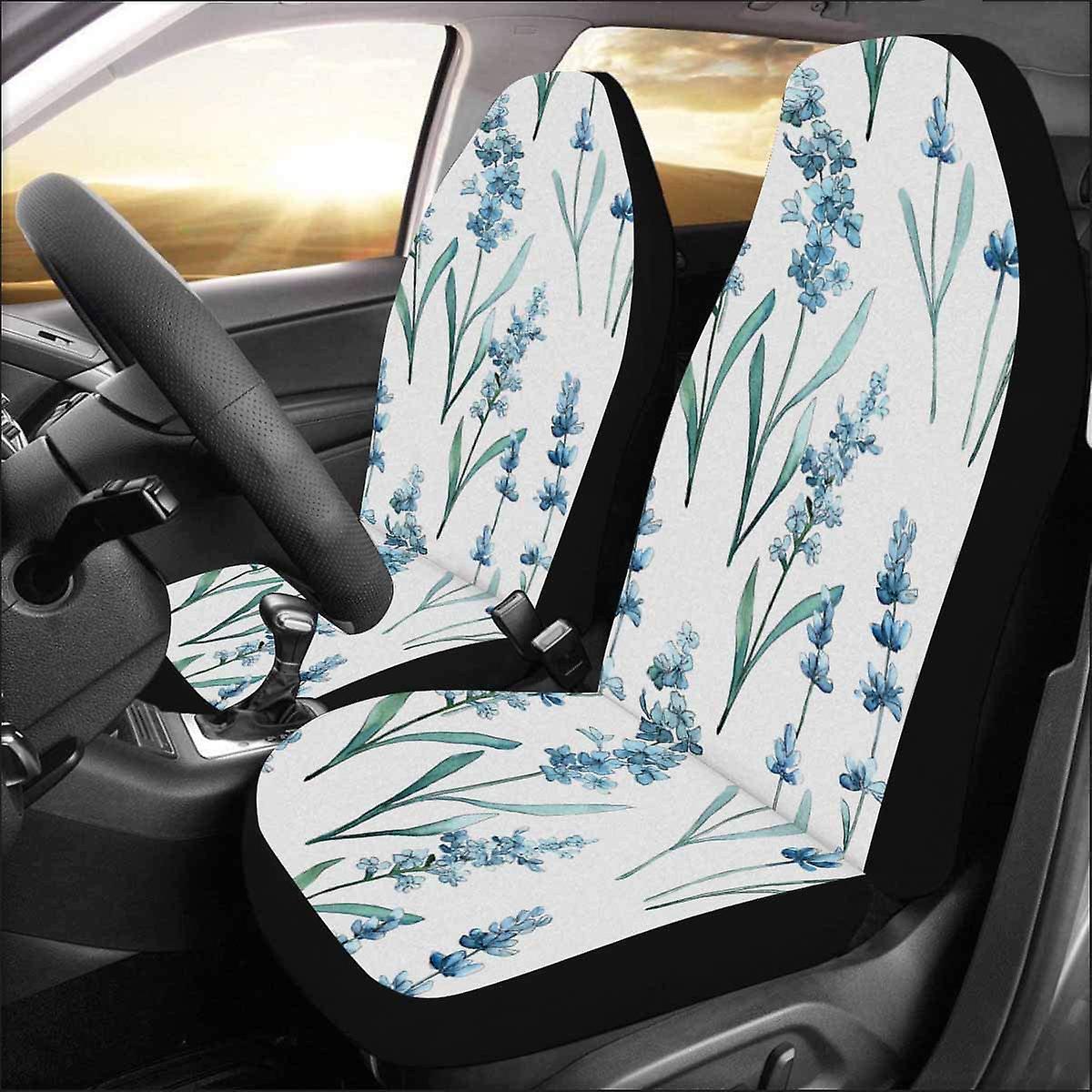 Set Of 2 Car Seat Covers Wildflower Lavender Wild Flower Universal Auto Front Seats Protector Fits For Car，suv Sedan，truck