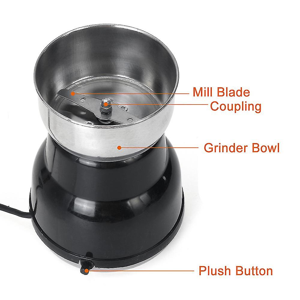 220v Electric Coffee Grinder Grinding Milling Bean Nut Blender Matte Spice Tool Black