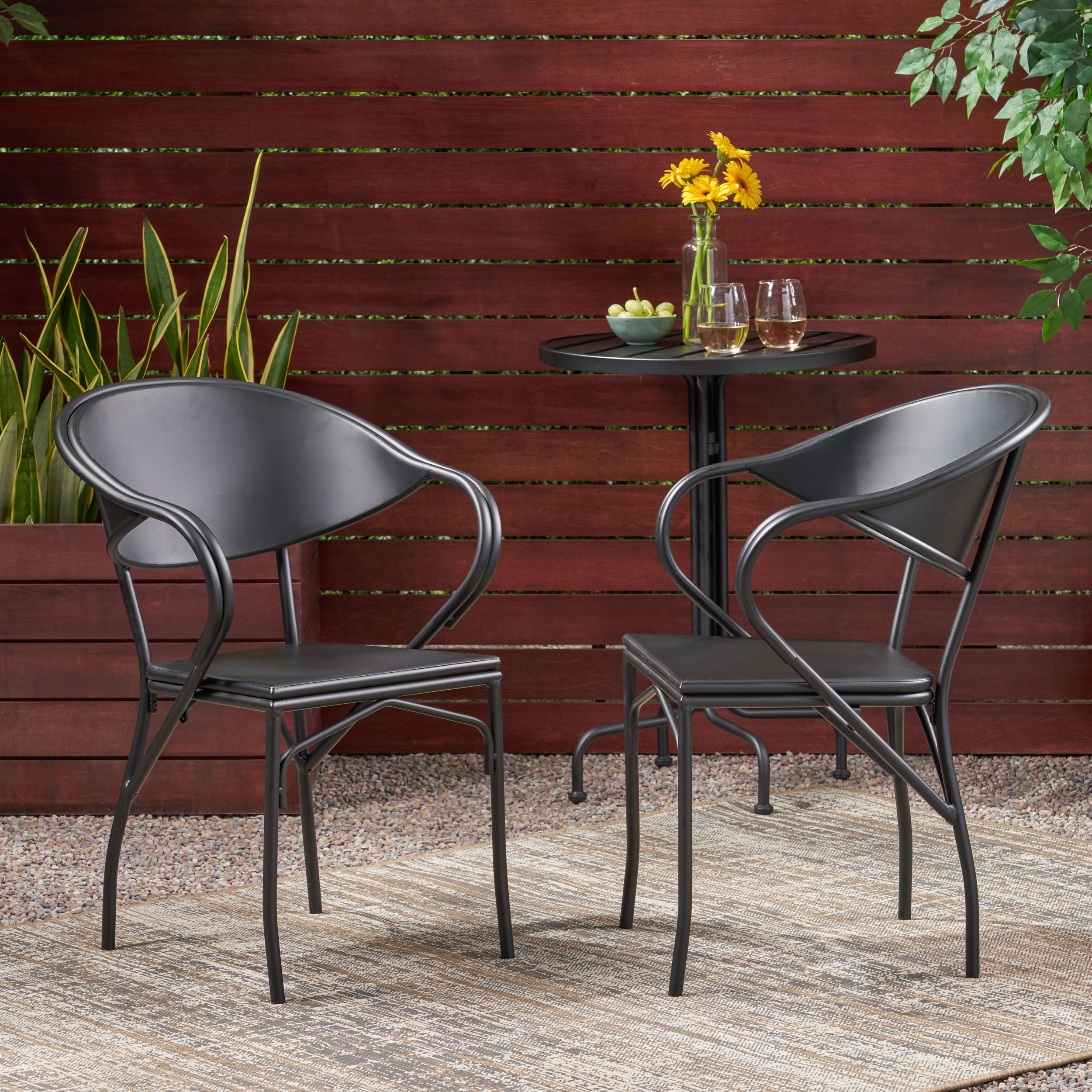 Warren Desert Outdoor Modern Dining Chair (Set of 2)