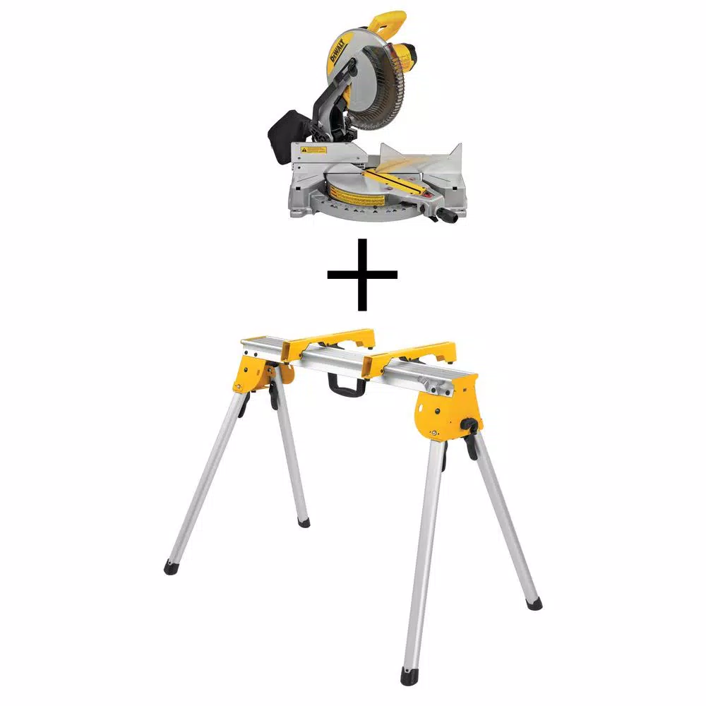 DEWALT 15 Amp Corded 12 in. Compound Single Bevel Miter Saw with Heavy-Duty Work Stand and#8211; XDC Depot