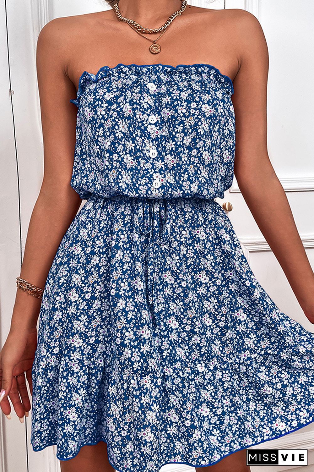 Floral Print Off Shoulder Dress Wholesale