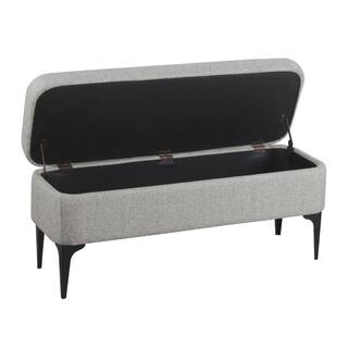 Homepop Large Modern Sustainable Gray Woven Storage Bench 17.5 in. H x 42 in. W x 14.5 in. D K8653-F2297