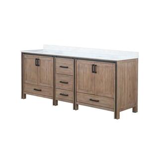 Lexora Ziva 84 in W x 22 in D Rustic Barnwood Double Bath Vanity and Cultured Marble Top LZV352284SNJS000