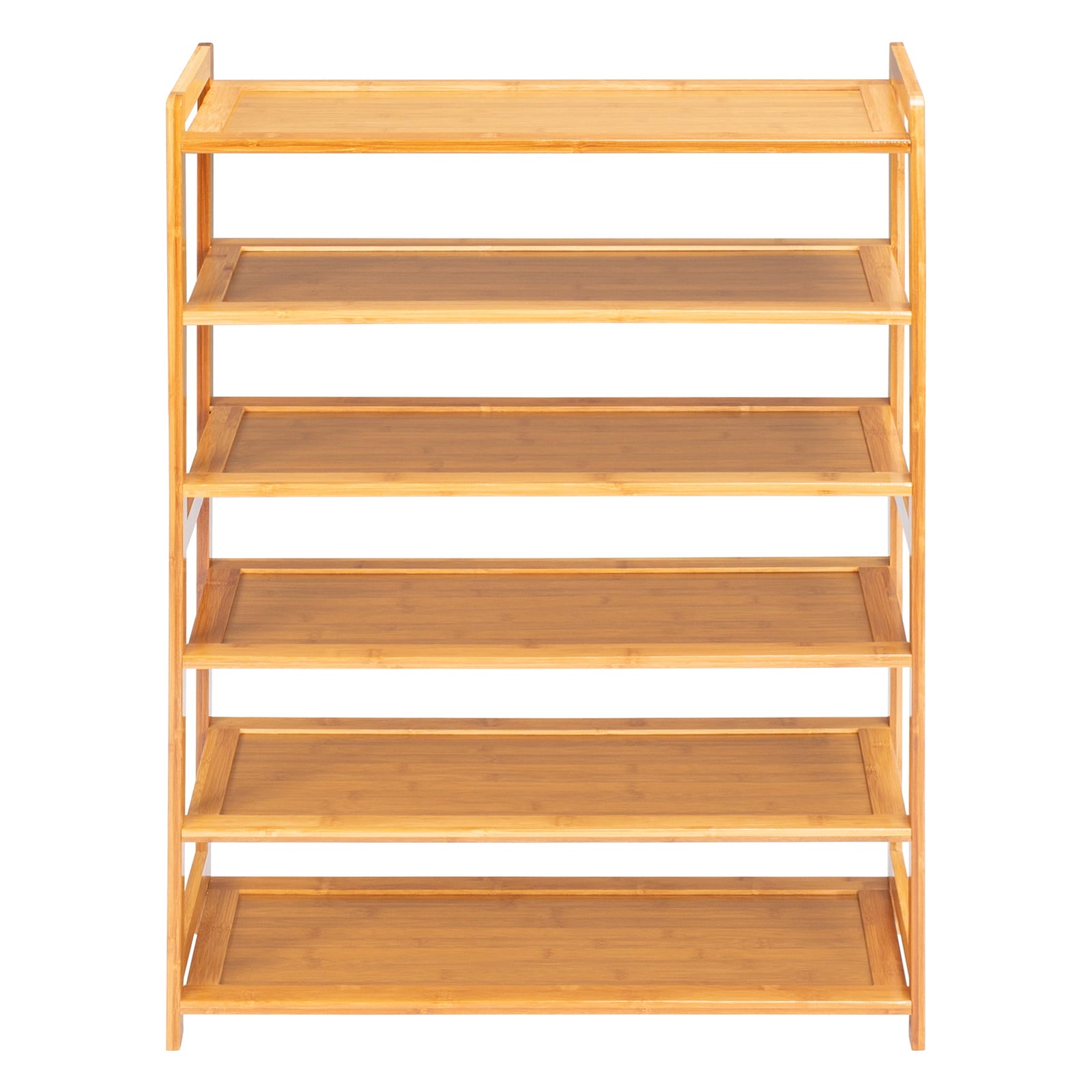 Ktaxon 6 Tiers Bamboo Shoe Storage Rack Sturdy Shoe Shelf Shoe Stand Closet Organizer， 18-24 Pairs， Wood Color