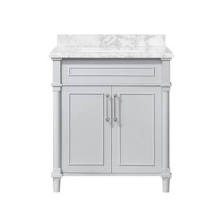 Home Decorators Collection Aberdeen 30 in. W x 22 in. D x 34.5 in. H Bath Vanity in Dove Gray with White Carrara Marble Top Aberdeen 30G