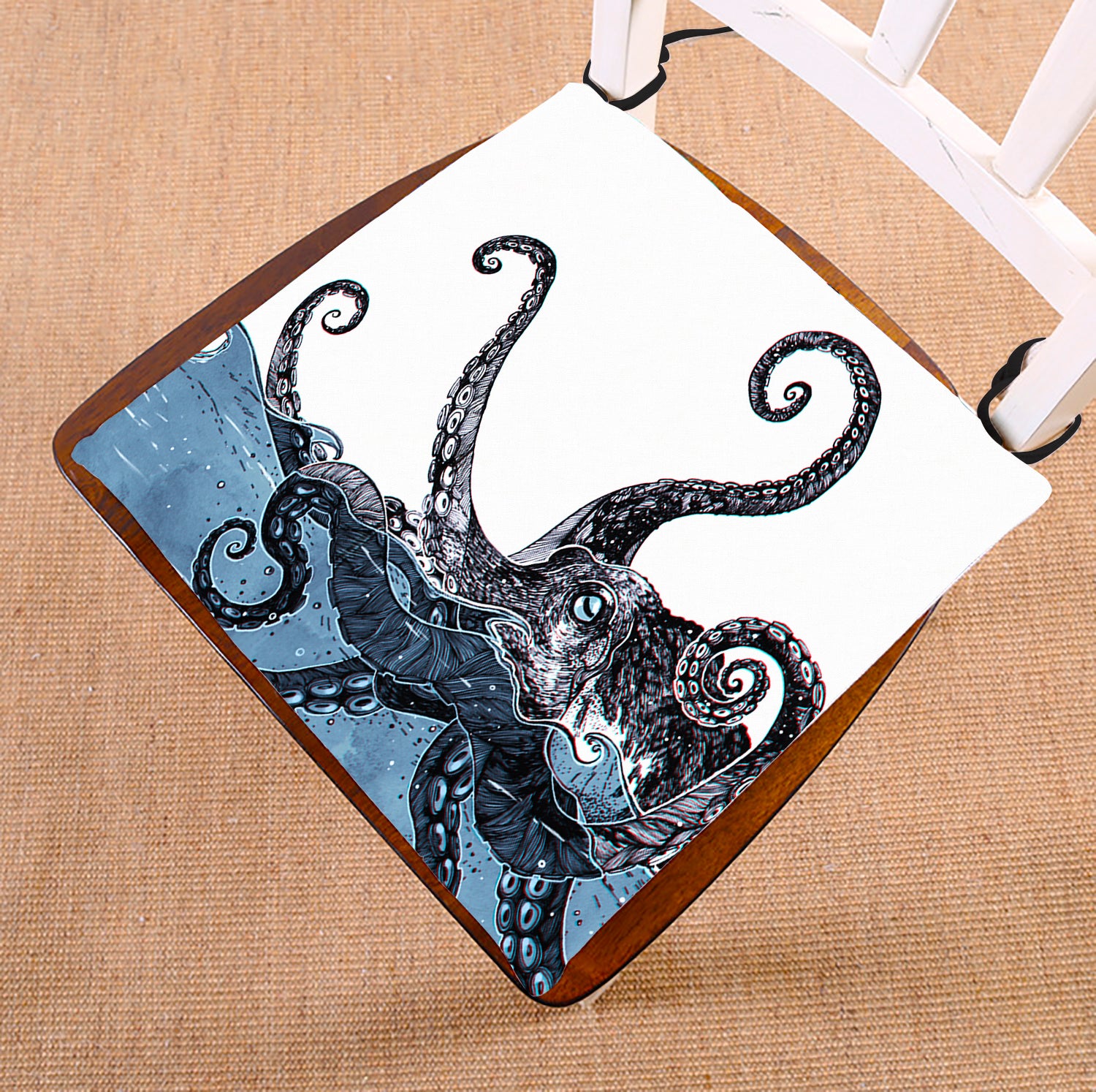 GCKG Fashionable Octopus Chair Pad Seat Cushion Chair Cushion Floor Cushion with Breathable Memory Inner Cushion and Ties Two Sides Printing 16x16 inches